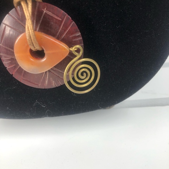 BEADED funky Boho Copper tie lace NECKLACE Metal beads UNIQUE EUC - Picture 7 of 10